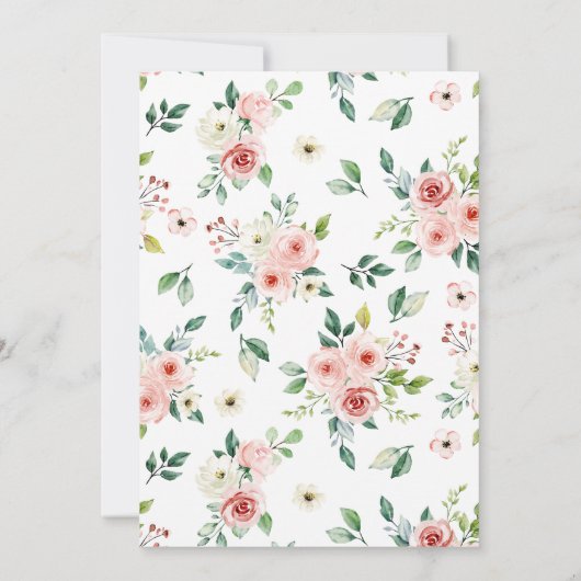 Blush Roze Bloemen Familie Tradities Baby shower Aankondiging (Achterkant)