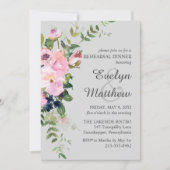 Blush Roze bloemen Floral Bouquet Grey repesal Kaart (Voorkant)