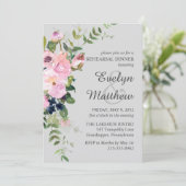 Blush Roze bloemen Floral Bouquet Grey repesal Kaart (Staand voorkant)