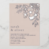 Blush Roze Bloemen Folie Huwelijksuitnodiging Folie Uitnodiging (Voorkant)