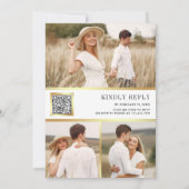 Blush Roze Bloemen Fotocollage QR Code Huwelijk Kaart (Achterkant)