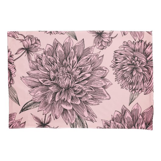  Blush roze bloemen geïllustreerd patroon Kussensloop (Voorkant-Links)