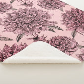 Blush roze bloemen geïllustreerd patroon Sherpa Deken (3/4)
