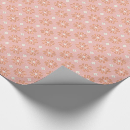 Blush Roze Bloemen Geometrisch Verpakking Papier (Hoek)