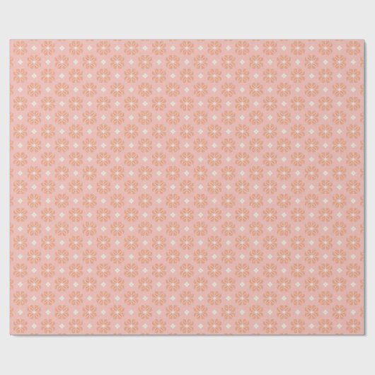 Blush Roze Bloemen Geometrisch Verpakking Papier (Vlak)