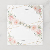 Blush Roze Bloemen Geometrische Bruiloft Gast Naam Plaatskaartje (Buitenkant ongevouwen)