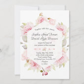  Blush Roze Bloemen Geometrische bruiloft Kaart (Voorkant)
