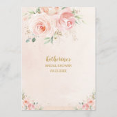 Blush Roze Bloemen Goud Bruids Baby shower Menu (Achterkant)