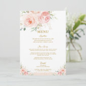 Blush Roze Bloemen Goud Bruids Baby shower Menu (Staand voorkant)