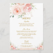 Blush Roze Bloemen Goud Bruids Baby shower Menu (Voorkant)