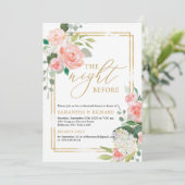 Blush roze bloemen goud geometrisch de avond ervoo kaart (Staand voorkant)