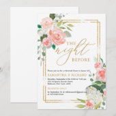 Blush roze bloemen goud geometrisch de avond ervoo kaart (Voorkant / Achterkant)