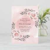 Blush Roze Bloemen Goud Kristal Paar Douche Kaart (Staand voorkant)