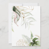 Blush Roze Bloemen Goud Lijst Tropische bruiloft Kaart (Achterkant)
