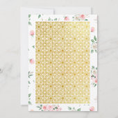 Blush Roze Bloemen Goud Patroon Moslim Bruiloft Kaart (Achterkant)