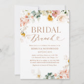 Blush Roze Bloemen Goud Script Bridal Brunch Kaart (Voorkant)