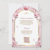 Blush Roze Bloemen Gouden Boog Moslim Huwelijk Kaart (Achterkant)
