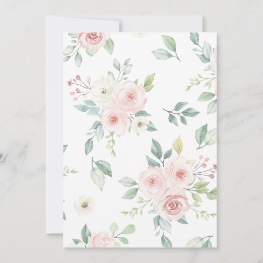 Blush Roze Bloemen Gown Roos Goud Quinceanera Kaart (Achterkant)