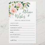 Blush roze bloemen Greenery Advice & Wishes Card<br><div class="desc">Blush Pink Flowers Greenery Advice & Wishes Card. Pas de naam en de datum van de douche van de bruid aan. Voor verdere aanpassing,  te klikken gelieve de "pas verder"verbinding aan. Als je hulp nodig hebt,  neem dan contact met me op.</div>