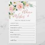 Blush roze bloemen Greenery Advice & Wishes Card<br><div class="desc">Blush Pink Flowers Greenery Advice & Wishes Card. Pas de naam en de datum van de douche van de bruid aan. Voor verdere aanpassing,  te klikken gelieve de "pas verder"verbinding aan. Als je hulp nodig hebt,  neem dan contact met me op.</div>