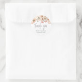 Blush Roze Bloemen Grijs Script Dank u Namen Ronde Sticker (Tas)