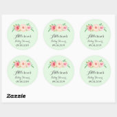 Blush Roze Bloemen Groen Baby shower Label (Vel)