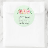 Blush Roze Bloemen Groen Baby shower Label (Tas)