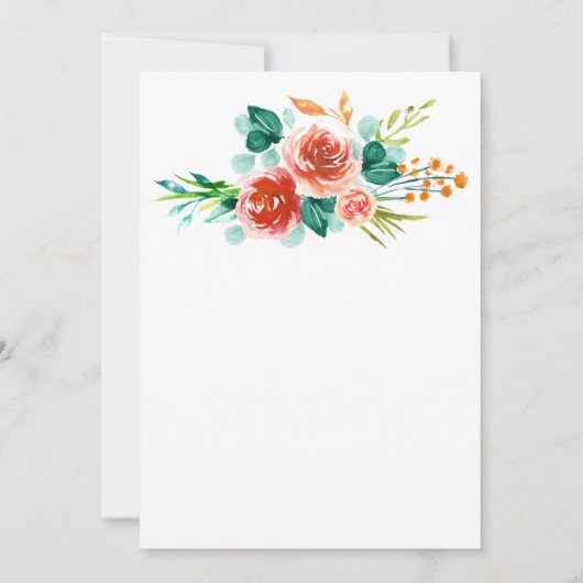 Blush Roze Bloemen Groen Bijbel Verse Bruiloft Kaart (Achterkant)