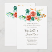 Blush Roze Bloemen Groen Bijbel Verse Bruiloft Kaart (Voorkant / Achterkant)