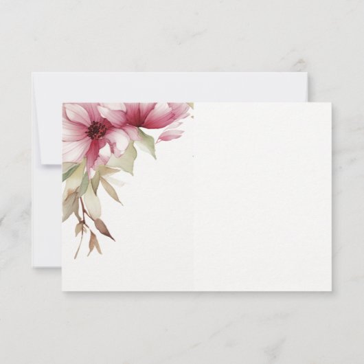 Blush roze bloemen groen bloemenbruiloft RSVP kaartje (Achterkant)