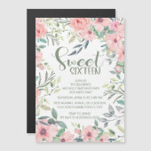 Blush roze bloemen Groene bladeren Sweet 16 (Voorkant / Achterkant)