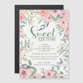 Blush roze bloemen Groene bladeren Sweet 16