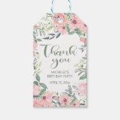 Blush roze bloemen Groene bladeren Sweet 16 Cadeaulabel (Voorkant)