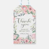 Blush roze bloemen Groene bladeren Sweet 16 Cadeaulabel (Achterkant)