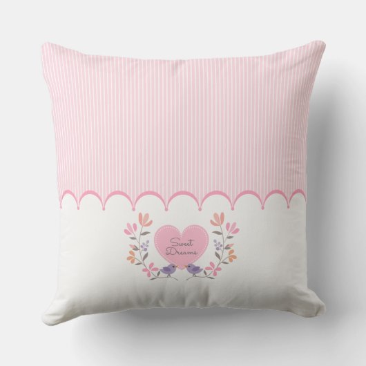 Blush Roze Bloemen Hart Monogram Kinderkamer Kussen (Achterkant)