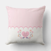 Blush Roze Bloemen Hart Monogram Kinderkamer Kussen (Voorkant)