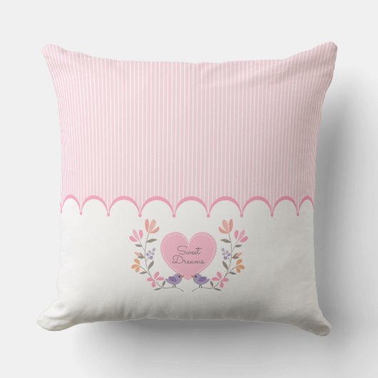 Blush Roze Bloemen Hart Monogram Kinderkamer Kussen (Voorkant)