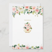 Blush Roze Bloemen, High Tea Eerste Verjaardag Kaart (Achterkant)