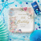 Blush Roze Bloemen High Tea Party Verjaardag Papieren Bordje (Feest)