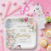 Blush Roze Bloemen High Tea Party Verjaardag Papieren Bordje (Feest)