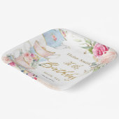 Blush Roze Bloemen High Tea Party Verjaardag Papieren Bordje (Gebogen)