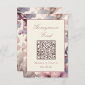 Blush Roze Bloemen Honeymoon Fund QR Code Kaarten (Voorkant / Achterkant)