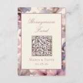 Blush Roze Bloemen Honeymoon Fund QR Code Kaarten (Voorkant)