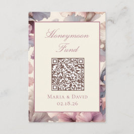 Blush Roze Bloemen Honeymoon Fund QR Code Kaarten