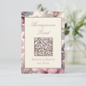 Blush Roze Bloemen Honeymoon Fund QR Code Kaarten (Staand voorkant)
