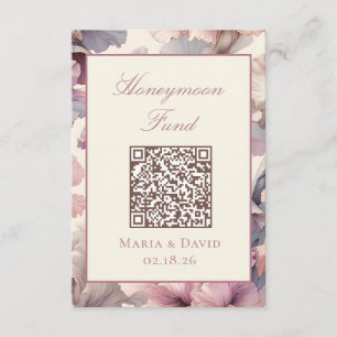 Blush Roze Bloemen Honeymoon Fund QR Code Kaarten