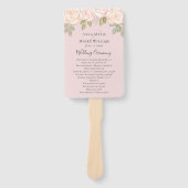 Blush Roze Bloemen Huwelijk Custom Programma Handwaaier (Voorkant)