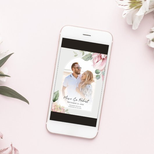 Blush Roze Bloemen Huwelijk Elegante Boog Save The Date