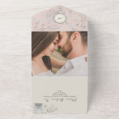  Blush Roze Bloemen Huwelijksuitnodiging All In One Uitnodiging (Buitenkant)