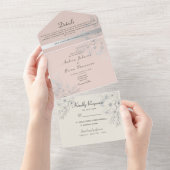  Blush Roze Bloemen Huwelijksuitnodiging All In One Uitnodiging (Afscheurbaar)